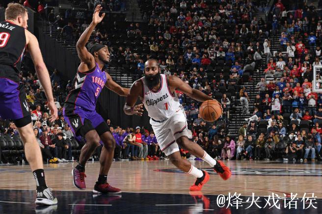 哈登24+12助阵快船大胜猛龙豪取4连胜 公牛逆袭击败老鹰